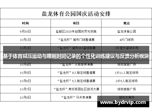 基于体育减压运动与睡眠时间记录的个性化训练建议与反馈分析模块